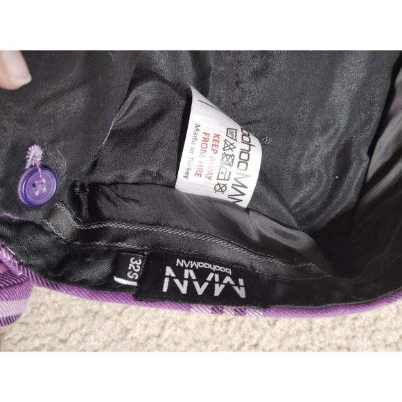 Boohoo Man Purple Plaid Dress Pants Men's Size 32x30 - Picture 3 of 7